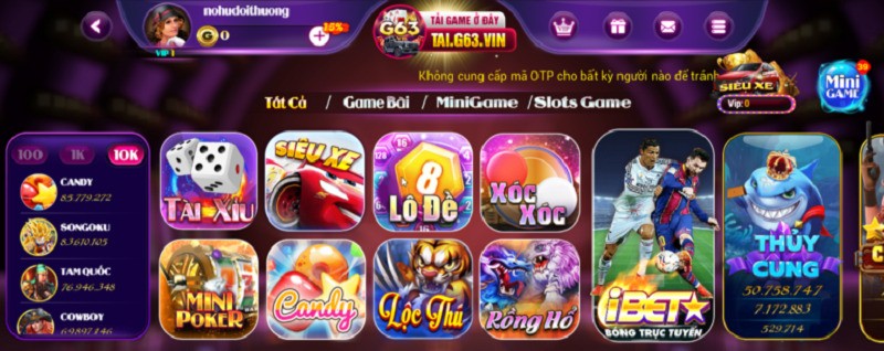 Hướng dẫn cách tham gia game bài đổi thưởng đình đám G63 Club